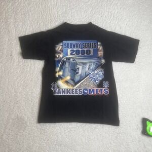 Vintage kids Subway series 2000 black tshirt‎ Mets Yankees fade M